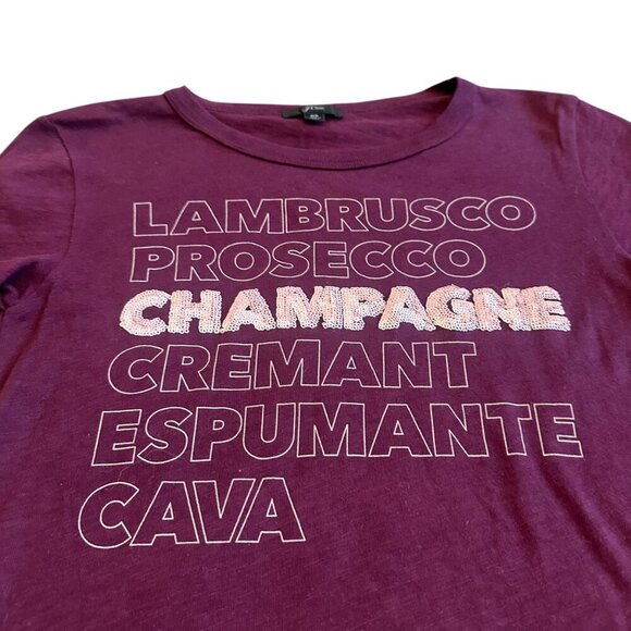 J. Crew Champagne T-Shirt Sequin Stretch 100% Cotton Casual Brunch Girly Size XS - Picture 3 of 10